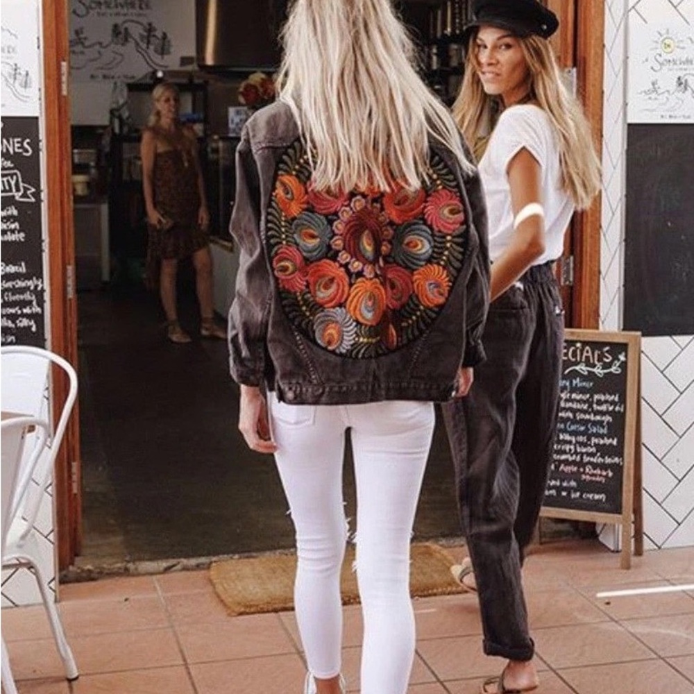 Vibrant Embroidered Jean Jacket - Picture 9 of 10